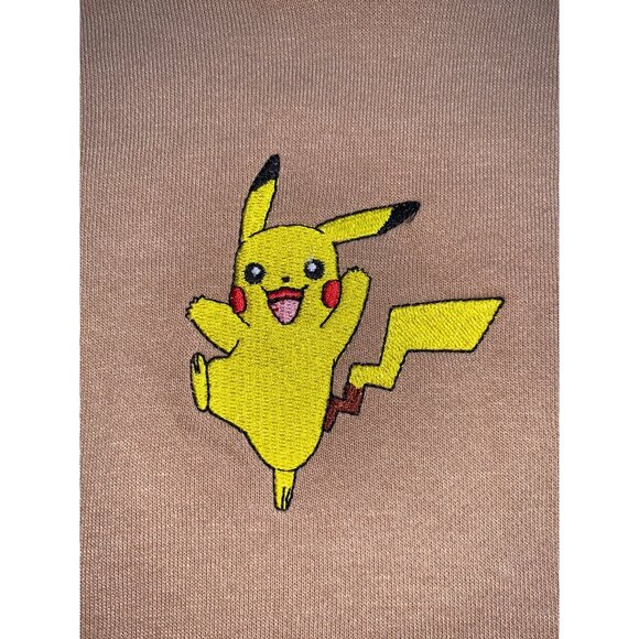 Pokemon Boys Tan Hoodie With Pikachu Embroidered Design Kangaroo Pocket Small - Picture 6 of 10